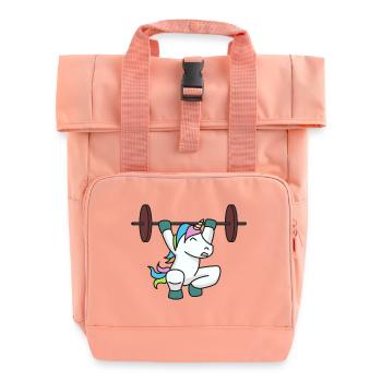 Licorne haltérophile cadeau gym fitness poids - Sac à dos Roll Top à deux anses - rose liberty - Devant