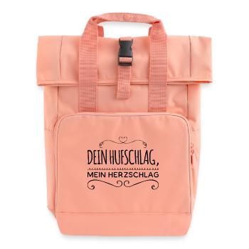 Dein Hufschlag, mein Herzschlag. Pferdesprüche - Rolltop Rucksack mit zwei Griffen - Chintzrosa - Vorne