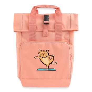 Katze beim Sport - Rolltop Rucksack mit zwei Griffen - Chintzrosa - Vorne