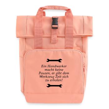 Handwerker brauchen keine Pause sondern Werkzeug - Rolltop Rucksack mit zwei Griffen - Chintzrosa - Vorne