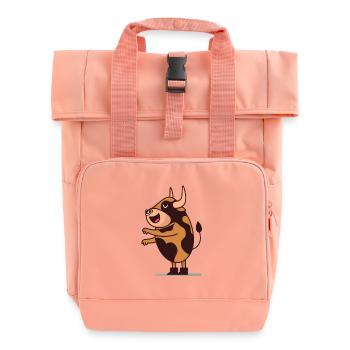 Kuh Kühe Cartoon Comic - Rolltop Rucksack mit zwei Griffen - Chintzrosa - Vorne