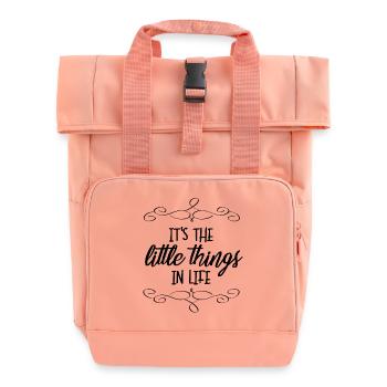 Spruch - Rolltop Rucksack mit zwei Griffen - Chintzrosa - Vorne