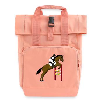 show jumping horse - Roll Top Backpack with Two Handles - chintz rose - Front