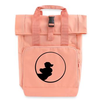 nacht mond abend klippe rund kreis silhouette quie - Rolltop Rucksack mit zwei Griffen - Chintzrosa - Vorne