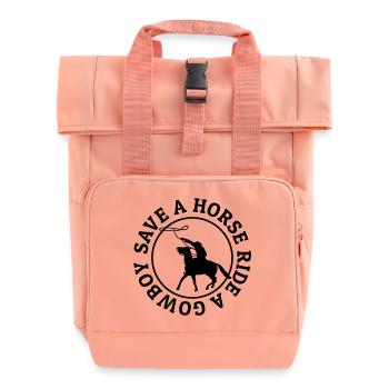 Save a horse ride a cowboy - Roll Top Backpack with Two Handles - chintz rose - Front
