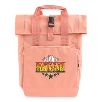 Jah Rastafari Affirmation Design - Roll Top Backpack with Two Handles - chintz rose - Front