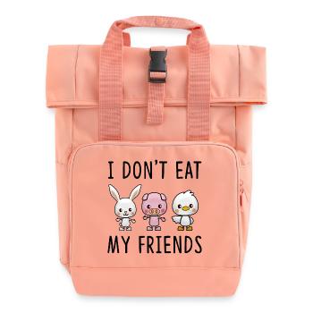Entzückendes Bauernhoftier Cartoon Trio - Rolltop Rucksack mit zwei Griffen - Chintzrosa - Vorne