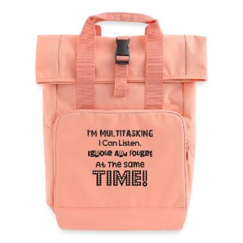ADHS - Ich bin Multitasking - Rolltop Rucksack mit zwei Griffen - Chintzrosa - Vorne