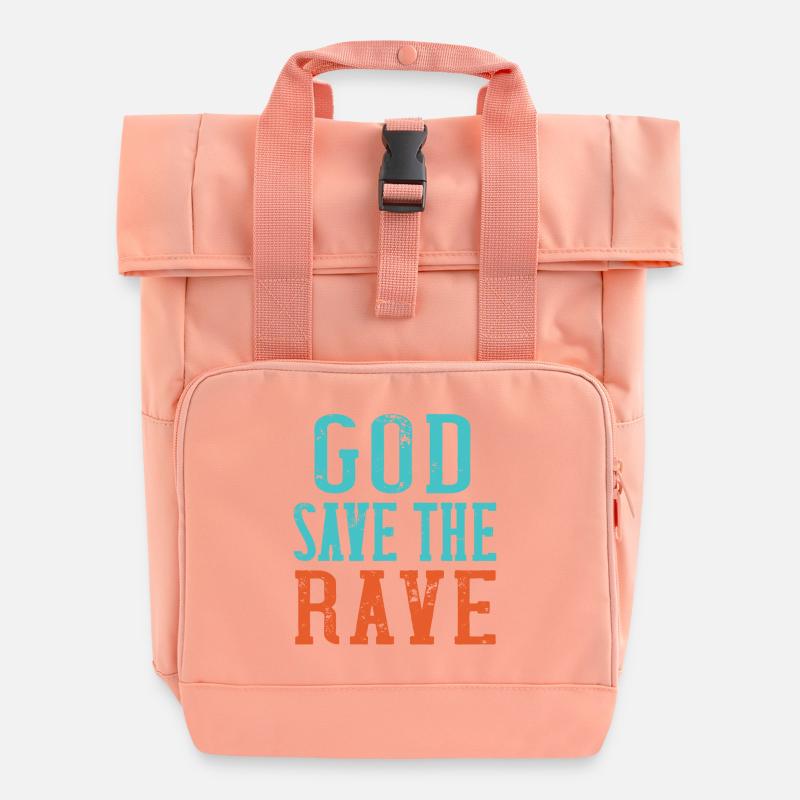 God save the rave - Roll Top Backpack with Two Handles - chintz rose