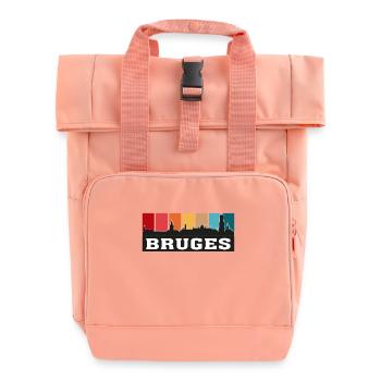 Bruges Belgique Voyage Skyline Souvenirs Silhouette - Sac à dos Roll Top à deux anses - rose liberty - Devant