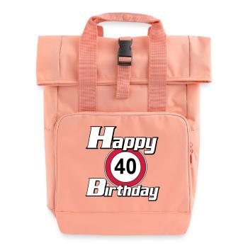 40.Geburtstag , 40 Jahre , Happy Birthday 40 (25) - Rolltop Rucksack mit zwei Griffen - Chintzrosa - Vorne