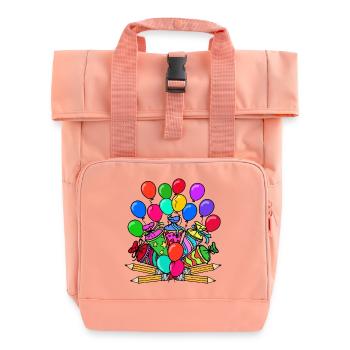 School School Day School Child School Beginning School Bag - Roll Top Backpack with Two Handles - chintz rose - Front