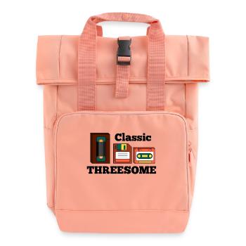 Retro Old School Analog - Roll Top Backpack with Two Handles - chintz rose - Front