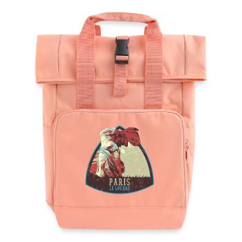 Retro badge, Paris France is my hometown - Roll Top Backpack with Two Handles - chintz rose - Front