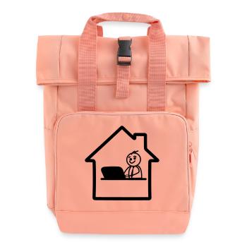 Work at home simple logo - Roll Top Backpack with Two Handles - chintz rose - Front