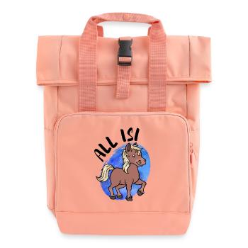 Pferdenarr Islandpferde Pony Statement Islandponys - Rolltop Rucksack mit zwei Griffen - Chintzrosa - Vorne
