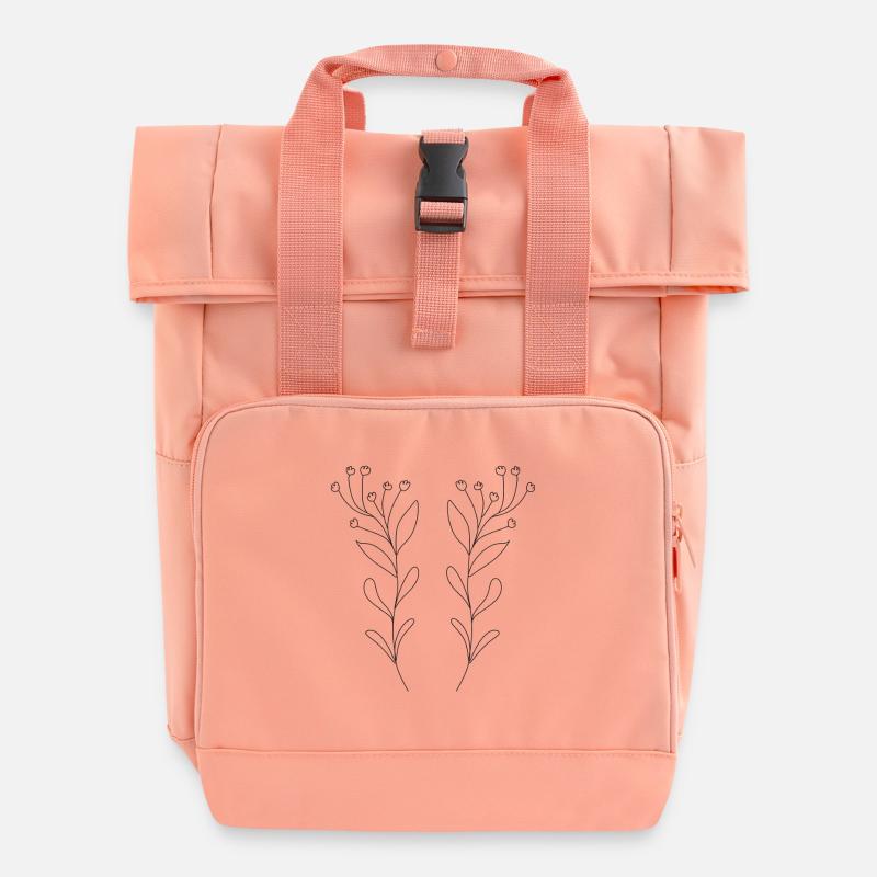 Einfaches, einzigartiges Naturdesign - Rolltop Rucksack mit zwei Griffen - Chintzrosa