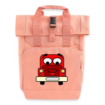 Voiture heureuse avec visage rouge - Sac à dos Roll Top à deux anses - rose liberty - Devant
