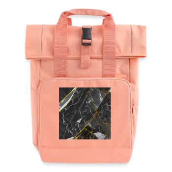 Marble Black Gold Texture - Roll Top Backpack with Two Handles - chintz rose - Front