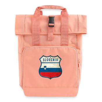 Slowenien Flaggen Wappen Design - Rolltop Rucksack mit zwei Griffen - Chintzrosa - Vorne