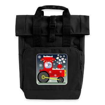 Fußball Lokomotive MAUS - Rolltop Rucksack mit zwei Griffen - Schwarz - Vorne