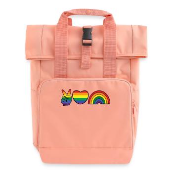 Rainbow Heart Equality Lgbt Homo - Roll Top Backpack with Two Handles - chintz rose - Front