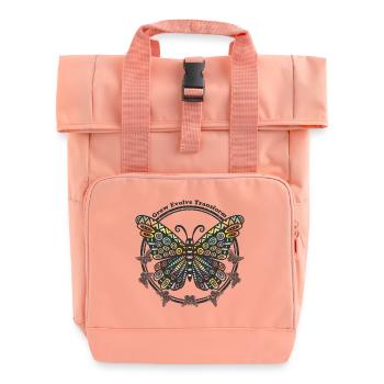 Boho Style Schmetterling - Grow Evolve Transform - Rolltop Rucksack mit zwei Griffen - Chintzrosa - Vorne