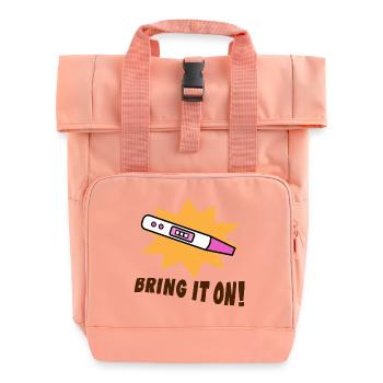 Pregnant Pregnancy Mother Statement Baby - Roll Top Backpack with Two Handles - chintz rose - Front