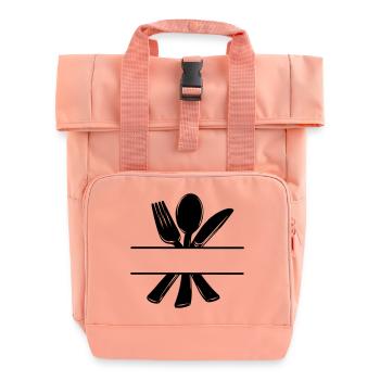 Cutlery menu logo with transparent bar - Roll Top Backpack with Two Handles - chintz rose - Front