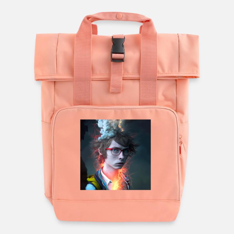 Portrait elektrik 08 - Roll Top Backpack with Two Handles - chintz rose
