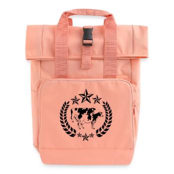 Cows in laurel wreath six stars - Roll Top Backpack with Two Handles - chintz rose - Front
