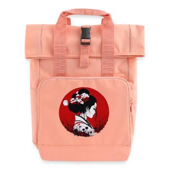 japanese girl - Roll Top Backpack with Two Handles - chintz rose - Front