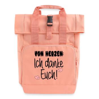 DANKE SAGEN SPRÜCHE - DANKESCHÖN GRUPPE FAMILIE - Rolltop Rucksack mit zwei Griffen - Chintzrosa - Vorne