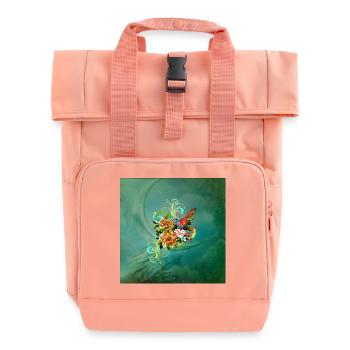 Wunderschöne elegante Blumen mit Vogel. - Rolltop Rucksack mit zwei Griffen - Chintzrosa - Vorne