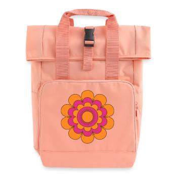 Hippie-Stil Mid-Century Pink und Orange Retro Flo - Rolltop Rucksack mit zwei Griffen - Chintzrosa - Vorne