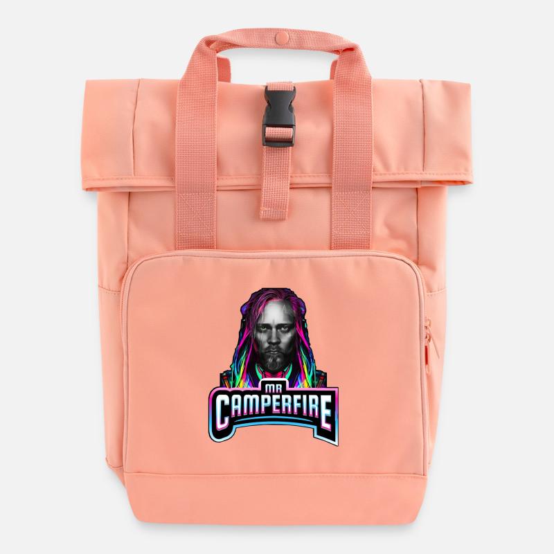 Mr Camperfire Face - Roll Top Backpack with Two Handles - chintz rose
