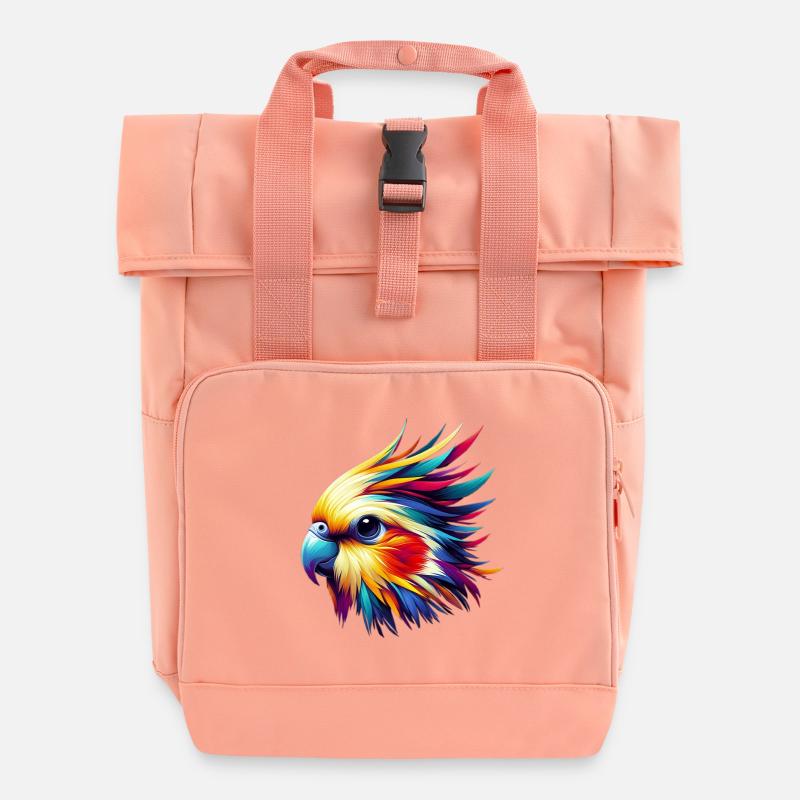 Cockatiel (16) - Roll Top Backpack with Two Handles - chintz rose