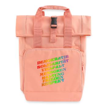 DEMOKRATIE SOLIDARITÄT VIELFALT - Rolltop Rucksack mit zwei Griffen - Chintzrosa - Vorne