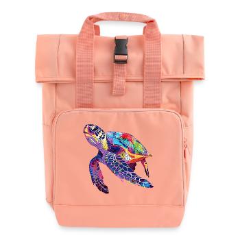 Schildkröte rainbow - Rolltop Rucksack mit zwei Griffen - Chintzrosa - Vorne
