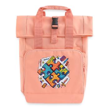 Jigsaw puzzle on white background - Roll Top Backpack with Two Handles - chintz rose - Front