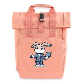 Techie Hopper: The Corporate Rabbit - Roll Top Backpack with Two Handles - chintz rose - Front