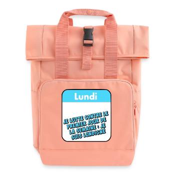 Monday - Roll Top Backpack with Two Handles - chintz rose - Front