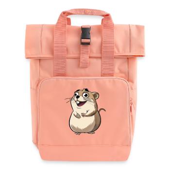 Cute Excited Cartoon Meerkat - Roll Top Backpack with Two Handles - chintz rose - Front