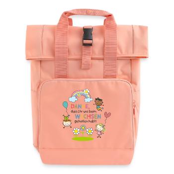 Message de remerciement Kita 1 | Enfants - Arc-en-ciel - Fleurs - Sac à dos Roll Top à deux anses - rose liberty - Devant