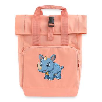 Rhino Cute Mascot Cartoon Character Kawaii - Roll Top Backpack with Two Handles - chintz rose - Front