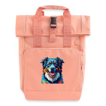 Kaukasischer Schäferhund Hunderasse Karikatur Kawaii - Rolltop Rucksack mit zwei Griffen - Chintzrosa - Vorne