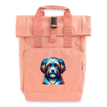 Race de chien havanais, dessin animé coloré, Kawaii - Sac à dos Roll Top à deux anses - rose liberty - Devant