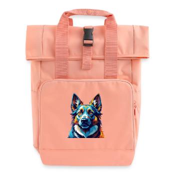 Osteuropäische Schäferhund Rasse Karikatur Kawaii - Rolltop Rucksack mit zwei Griffen - Chintzrosa - Vorne