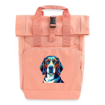Treeing Walker Coonhound Dog Breed Cartoon Kawaii - Roll Top Backpack with Two Handles - chintz rose - Front