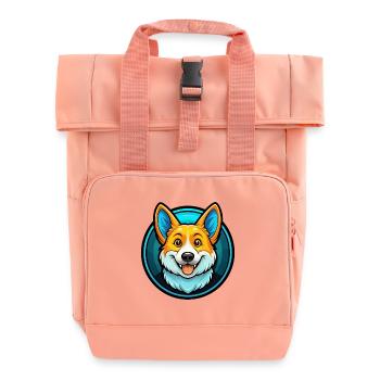 Corgi Hund Bunt Kawaii Cartoon Figur Tier - Rolltop Rucksack mit zwei Griffen - Chintzrosa - Vorne